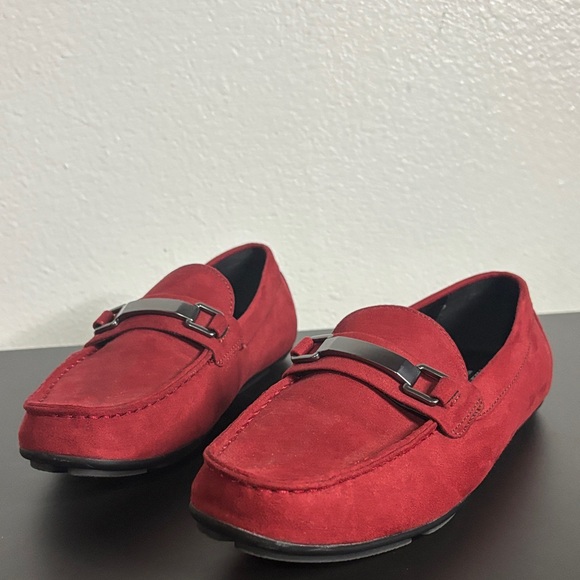 Alfani Men's Vibrant Red Suede Slip-Ons - Picture 1 of 7